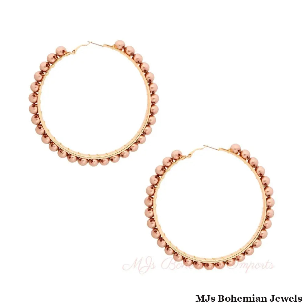 Gold Pearl Wrapped Hoops- 3.25 "