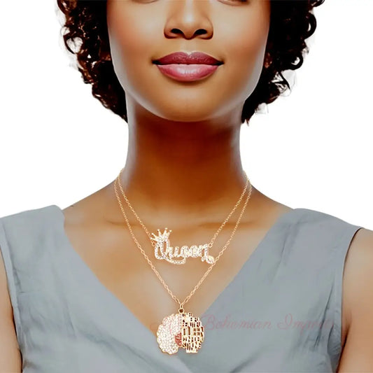 Gold Queen Afro 2 Pcs Chains