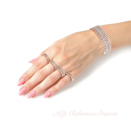 Gold Rhinestone Ring and Bracelet Set
