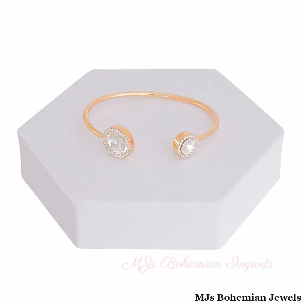 Gold Round Crystal Bangle