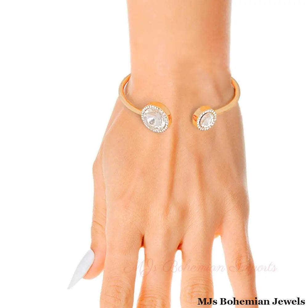 Gold Round Crystal Bangle
