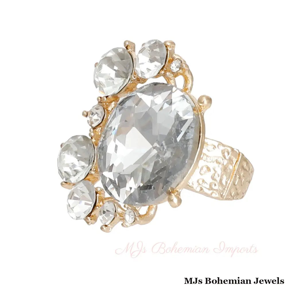 Gold Round Crystals Ring