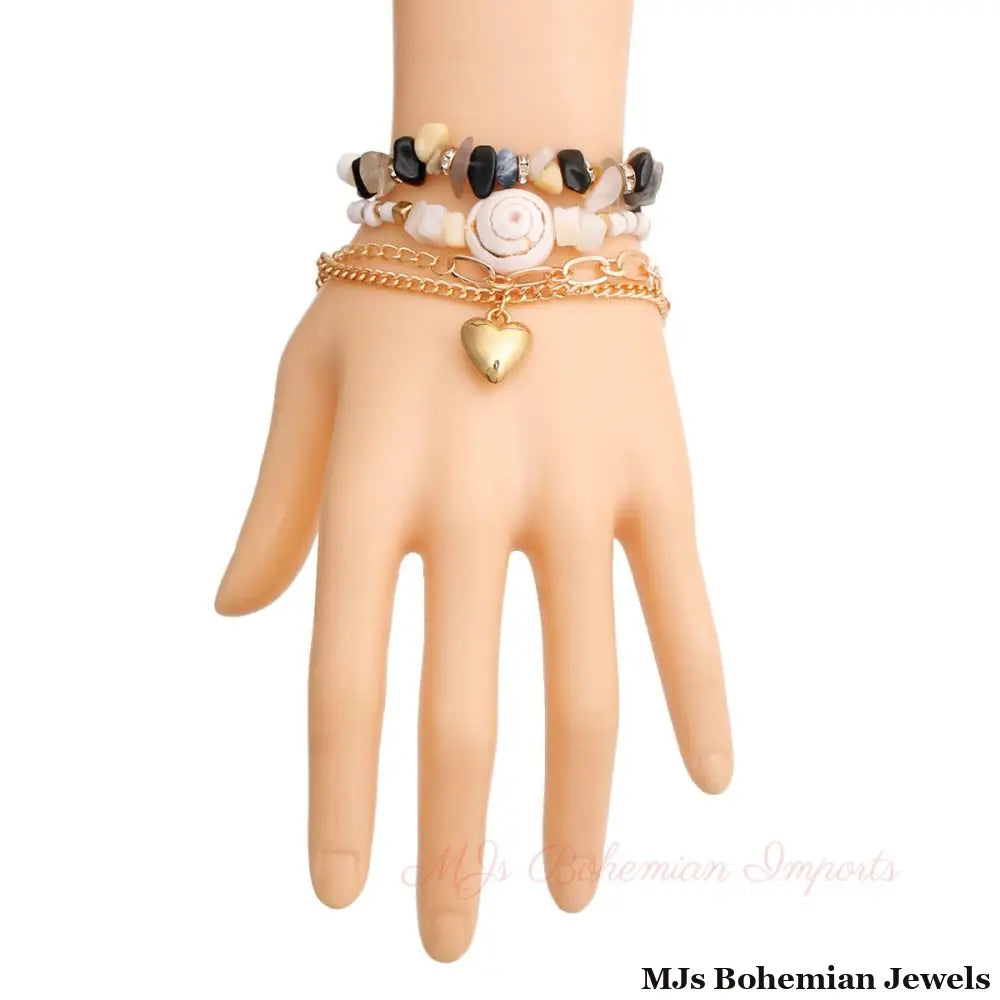 Gold Shell 4 Pcs Bracelet Set