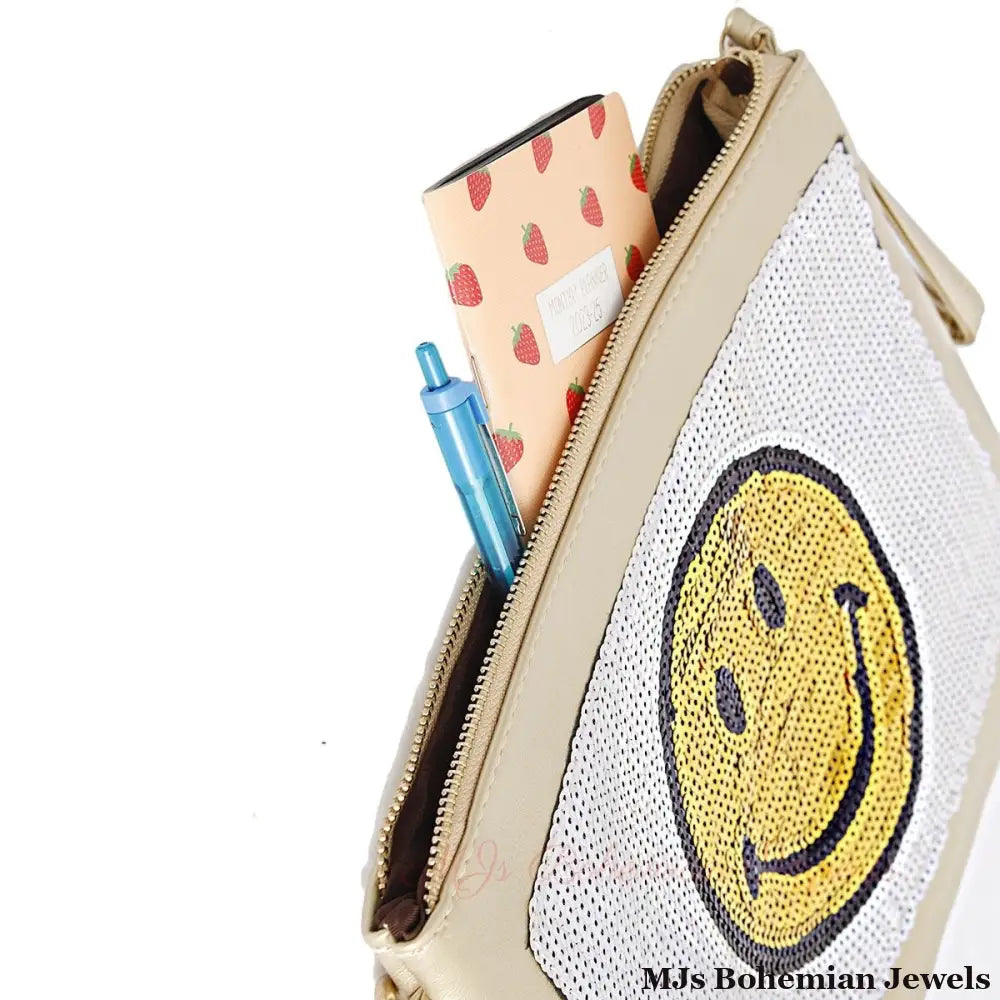 Gold Smile Sequin Clutch