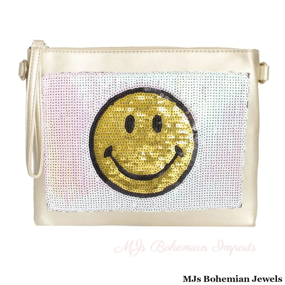 Gold Smile Sequin Clutch