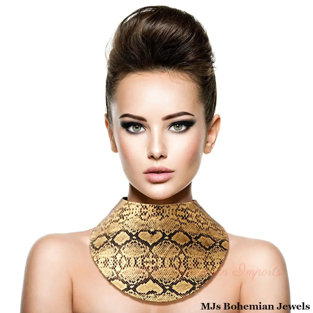 Gold Snake Print Collar Choker Set