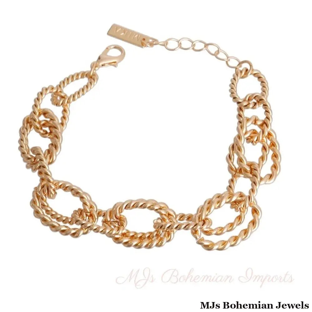 Gold Twisted Cable Chain Bracelet