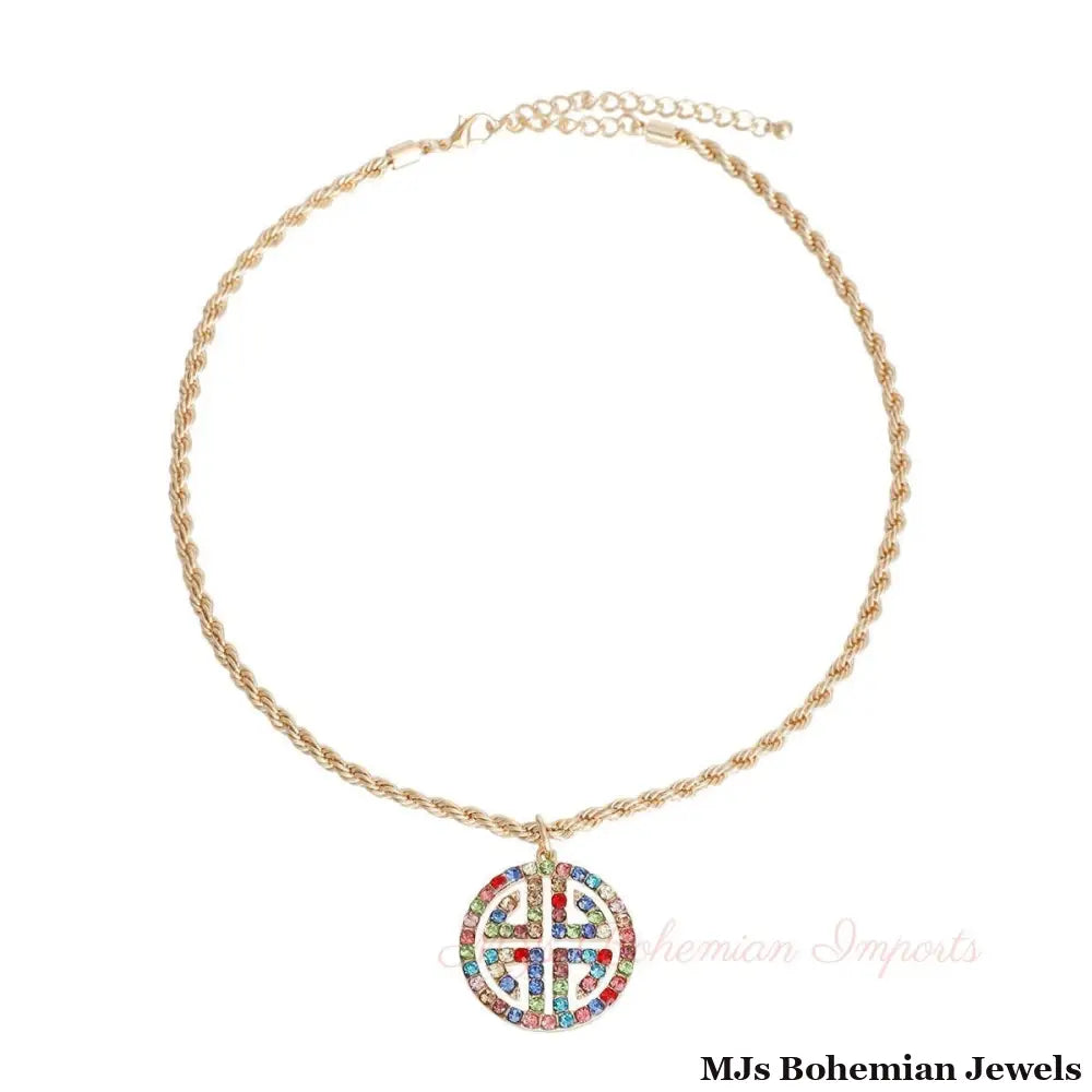 Gold Twisted Chain Multi Greek Key Necklace