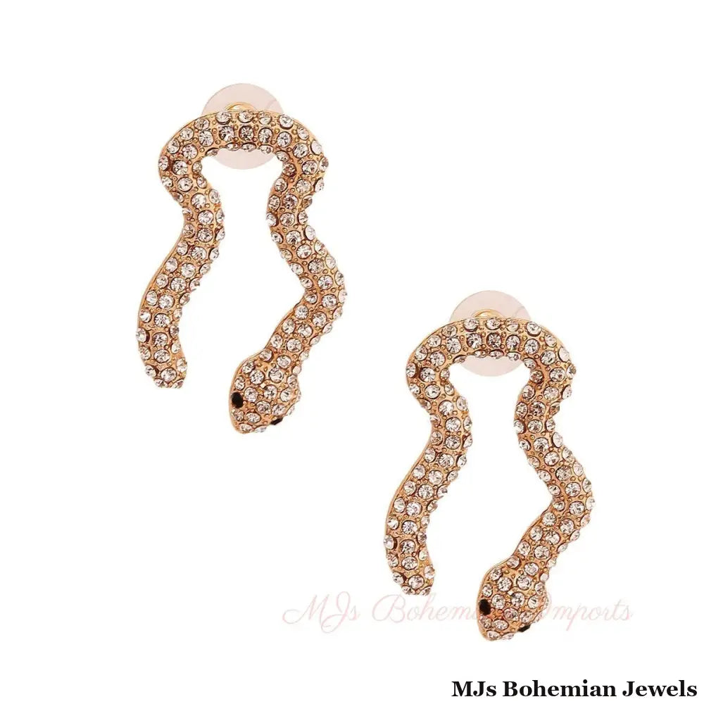 Gold U Pave Snake Earrings