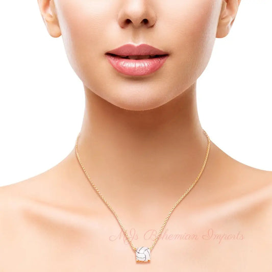 Gold Vollyball Cushion Cut Necklace