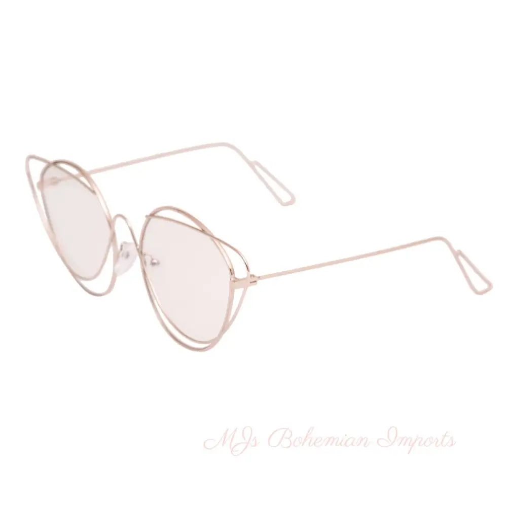 Gold Wire Cat Eye Clear Glasses