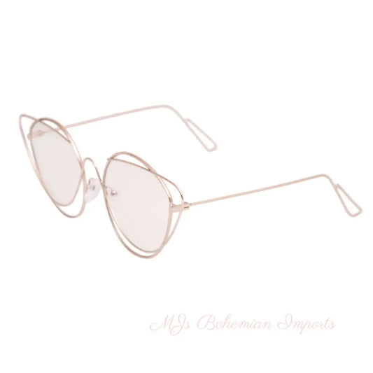 Gold Wire Cat Eye Clear Glasses