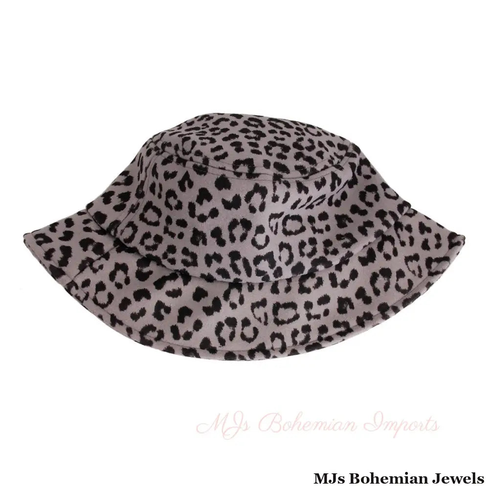 Gray Leopard Print Bucket Hat