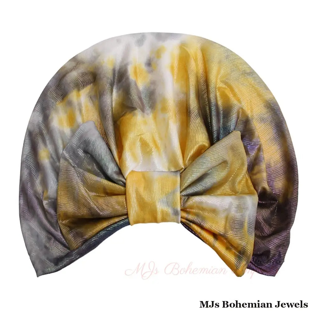 Gray Tie Dye Bow Turban