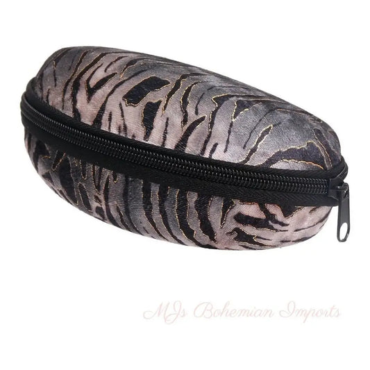 Gray Tiger Stripe Fur Sunglass Case