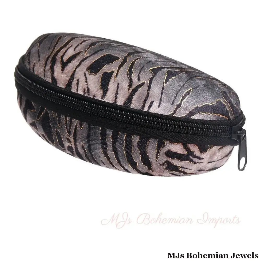 Gray Tiger Stripe Fur Sunglass Case