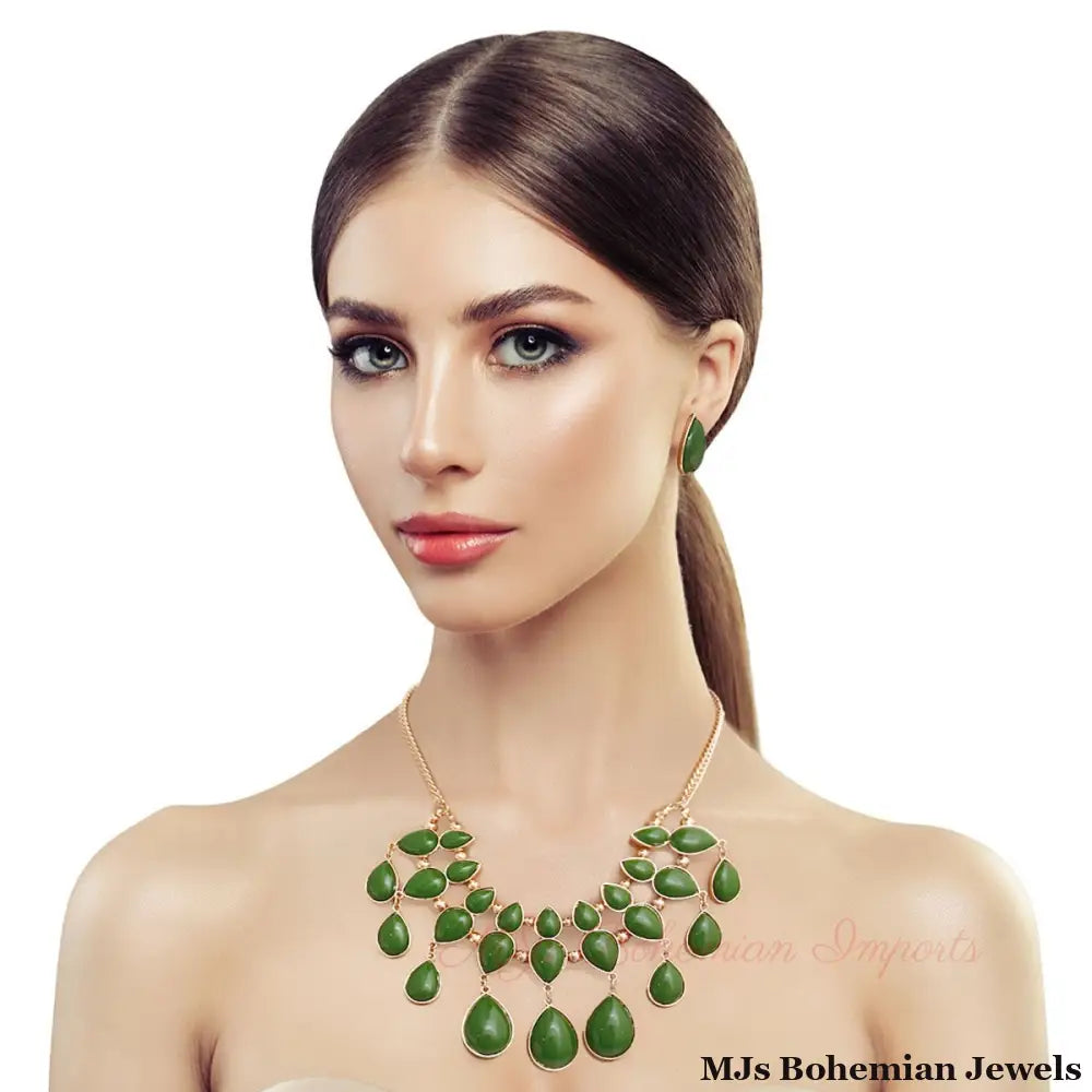 Green Beads Necklace Set