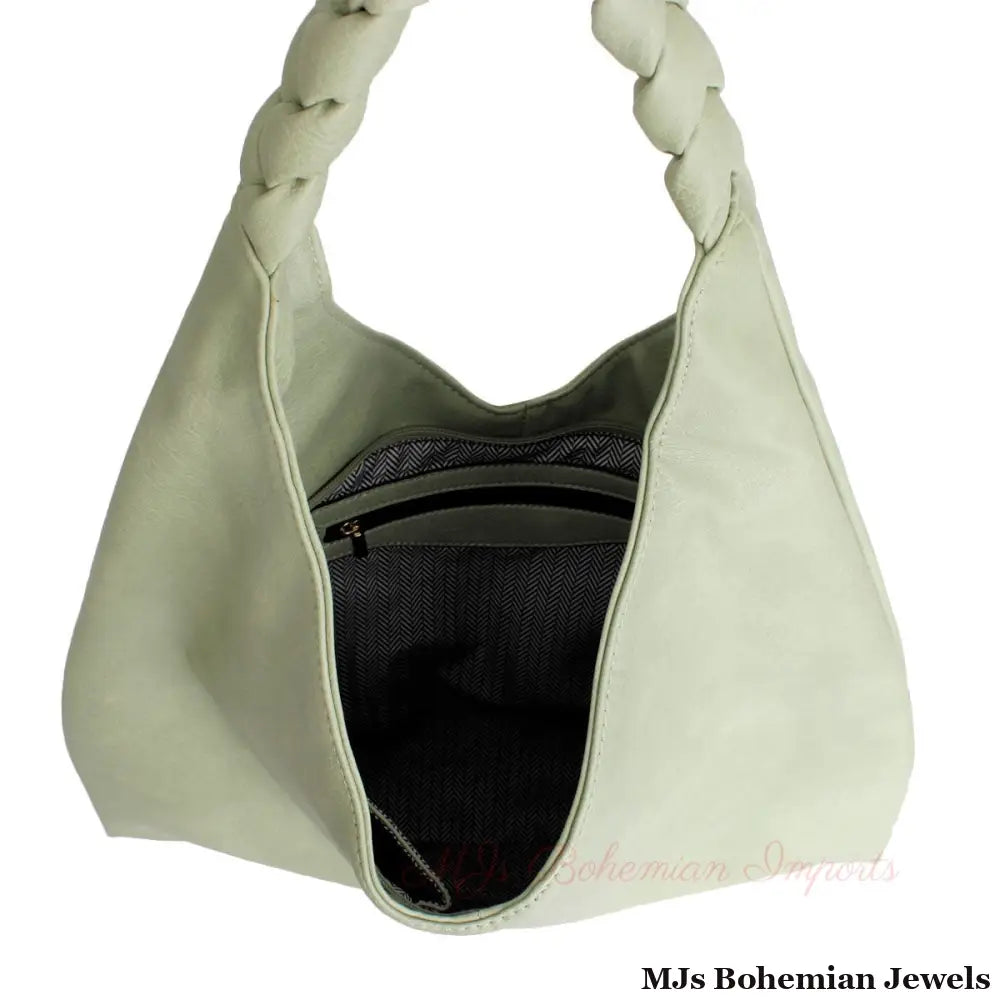 Green Braided Hobo Bag