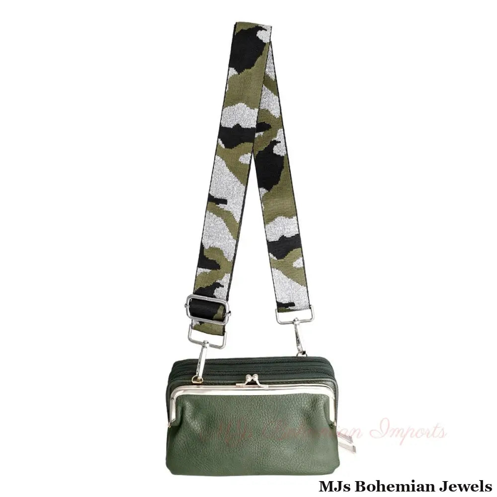 Green Camo Silver Bag Strap