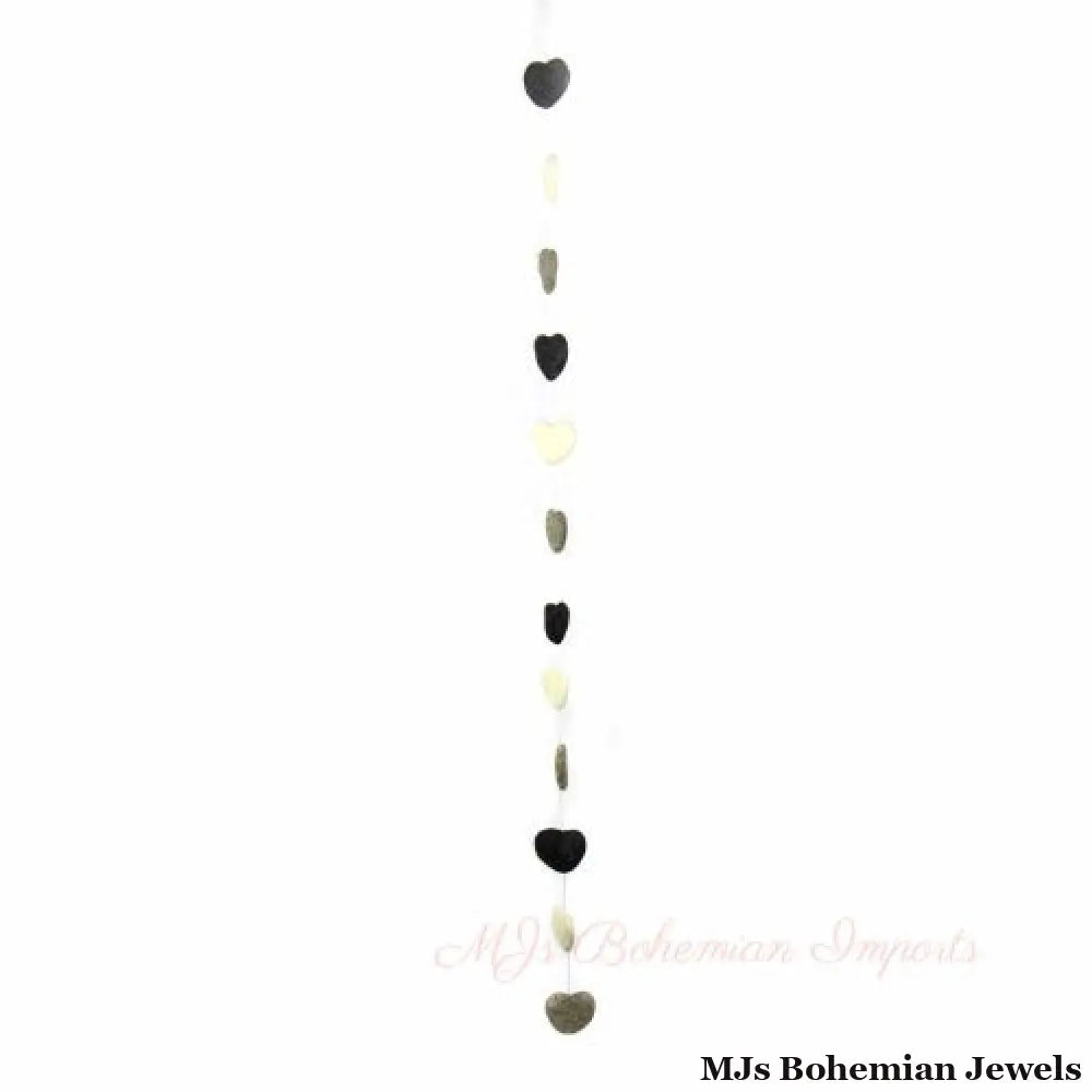 Hand Crafted Felt from Nepal: Hearts Garland, Grey
