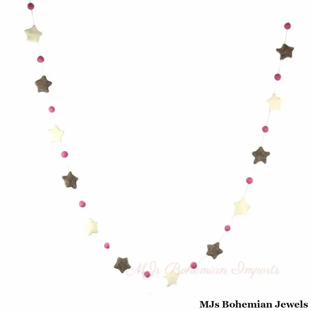 Hand Crafted Felt from Nepal: Stars Garland, Grey/Blue