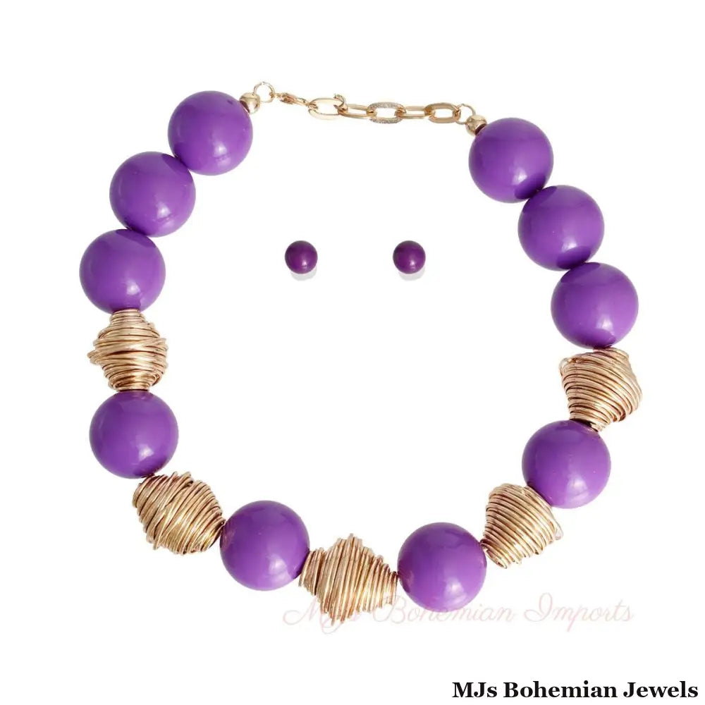 Heavy Purple Tribal Bead Set