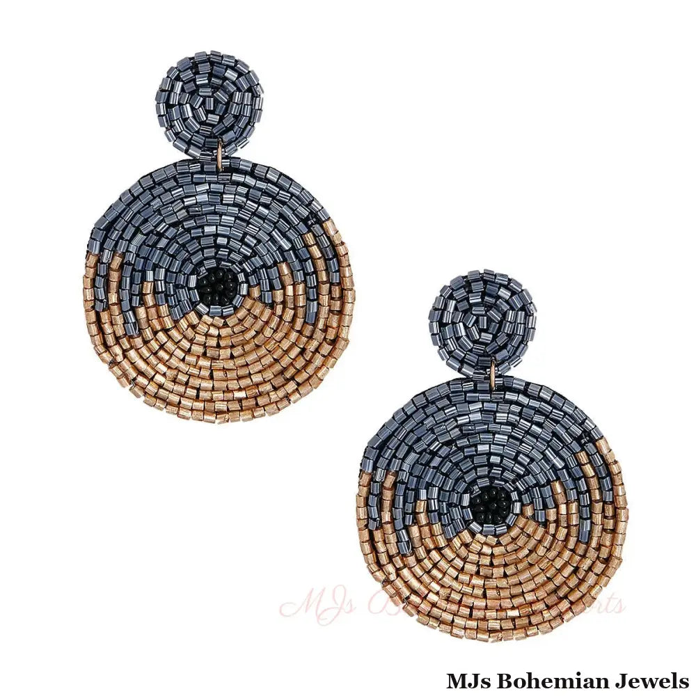 Hematite and Gold Beaded Earrings