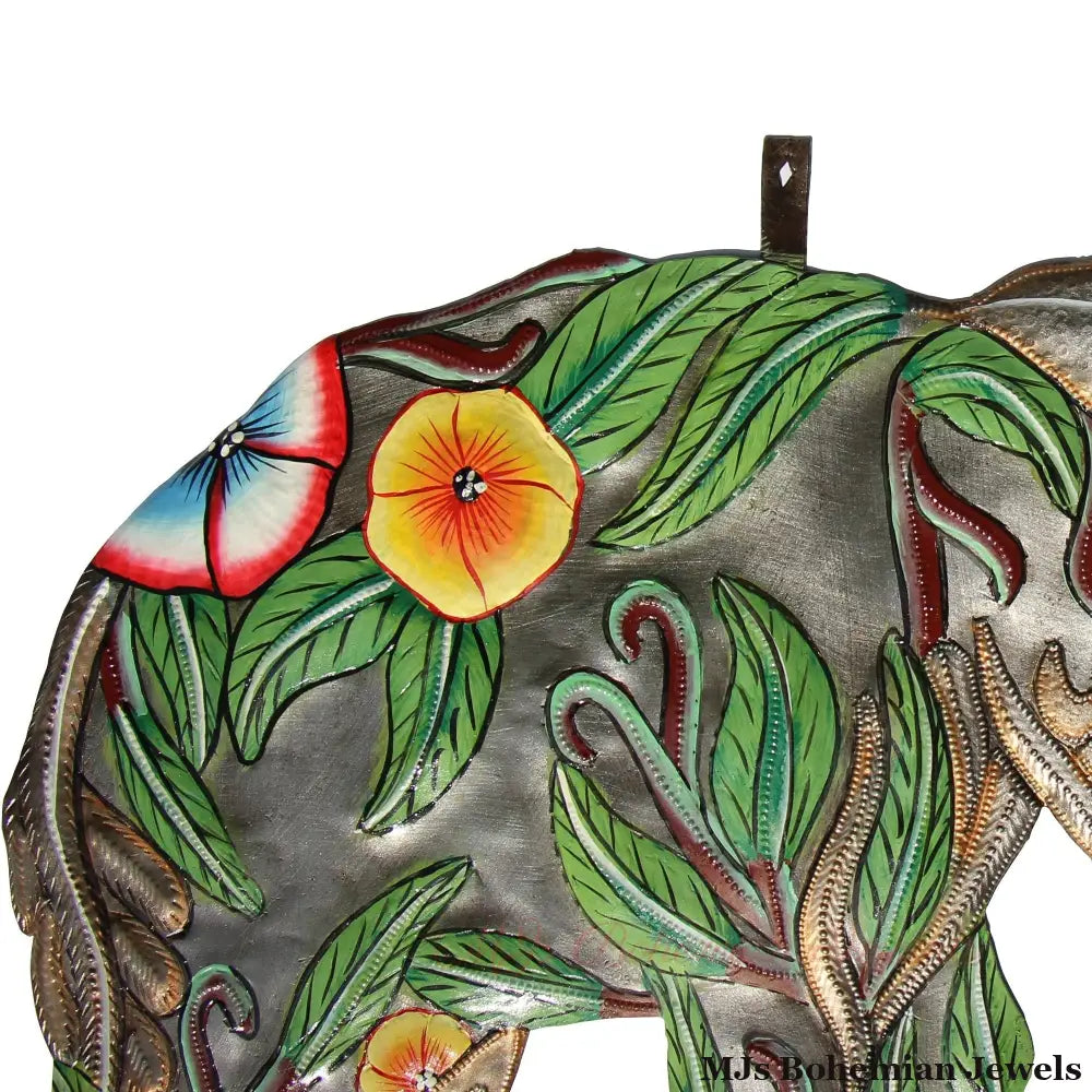 Hibiscus Elephant Haitian Metal Drum Art