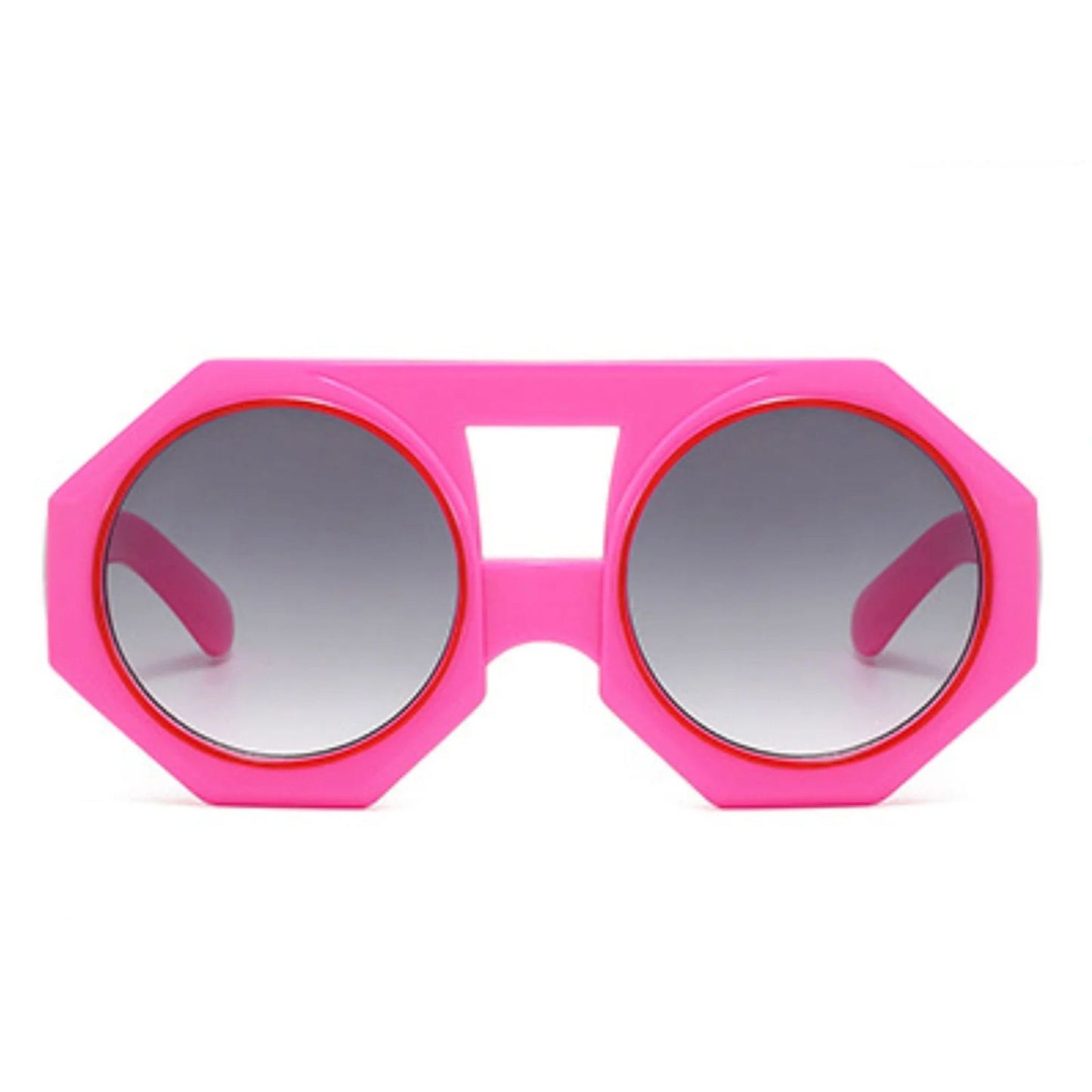 Sunglasses Pink Geometric Chunky Round for Women