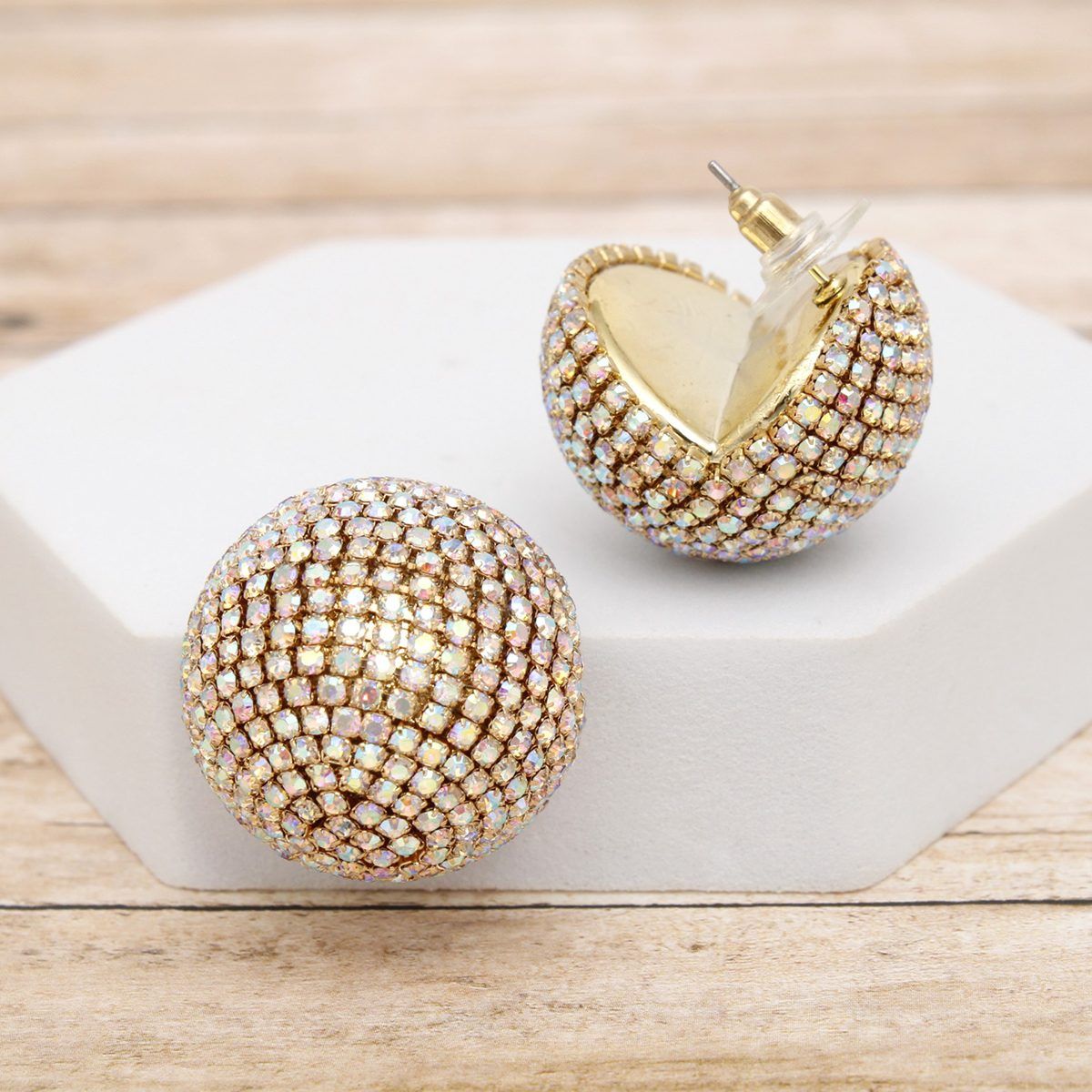 Stud Disco Glam Radiant Aurbo Gold Sphere Earrings