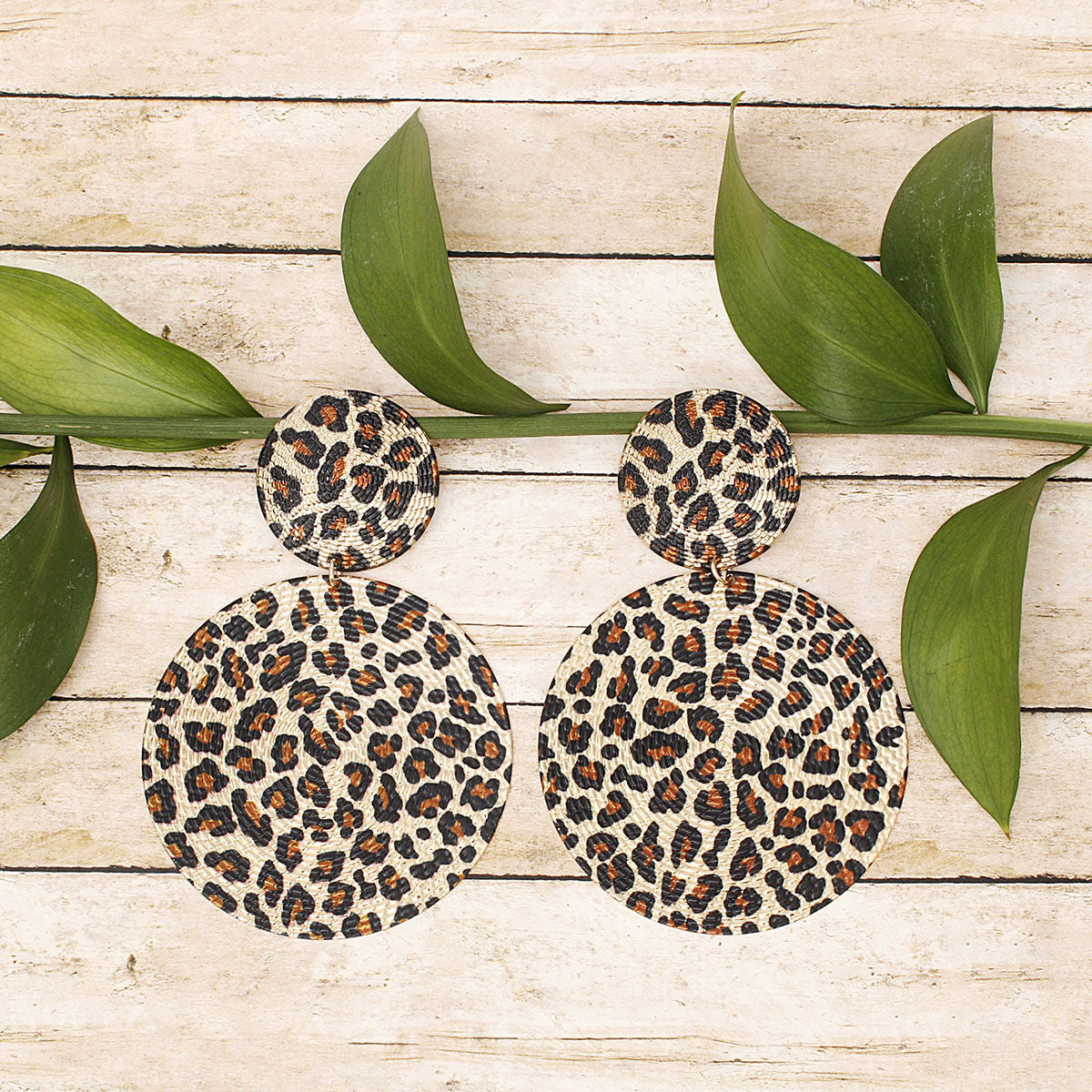 Drop Leopard Pattern Gold Disc Tribal Earrings