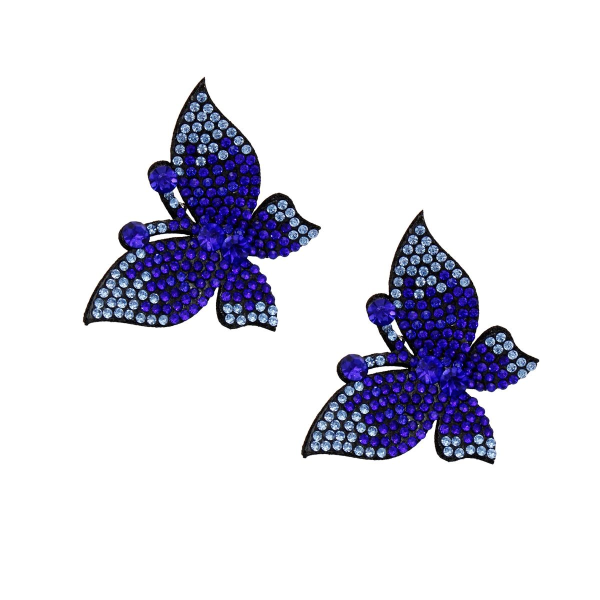 Stud Royal Blue Sparkle Black Butterfly Earrings