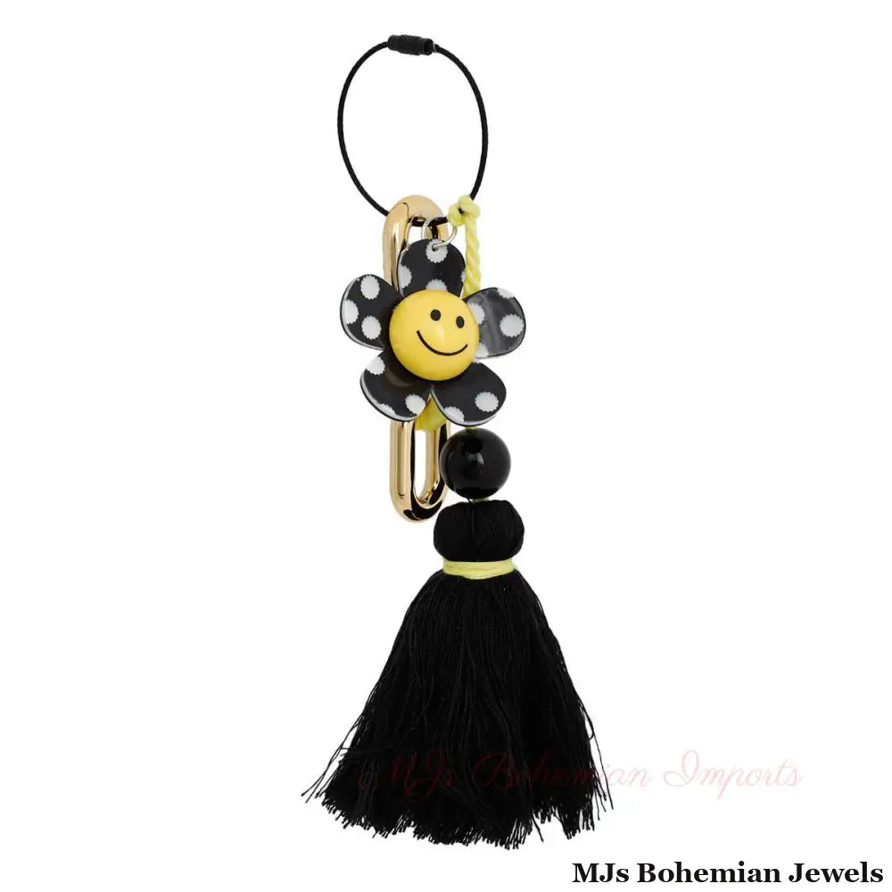 Jumbo Black Polka Dot Keychain Bag Charm