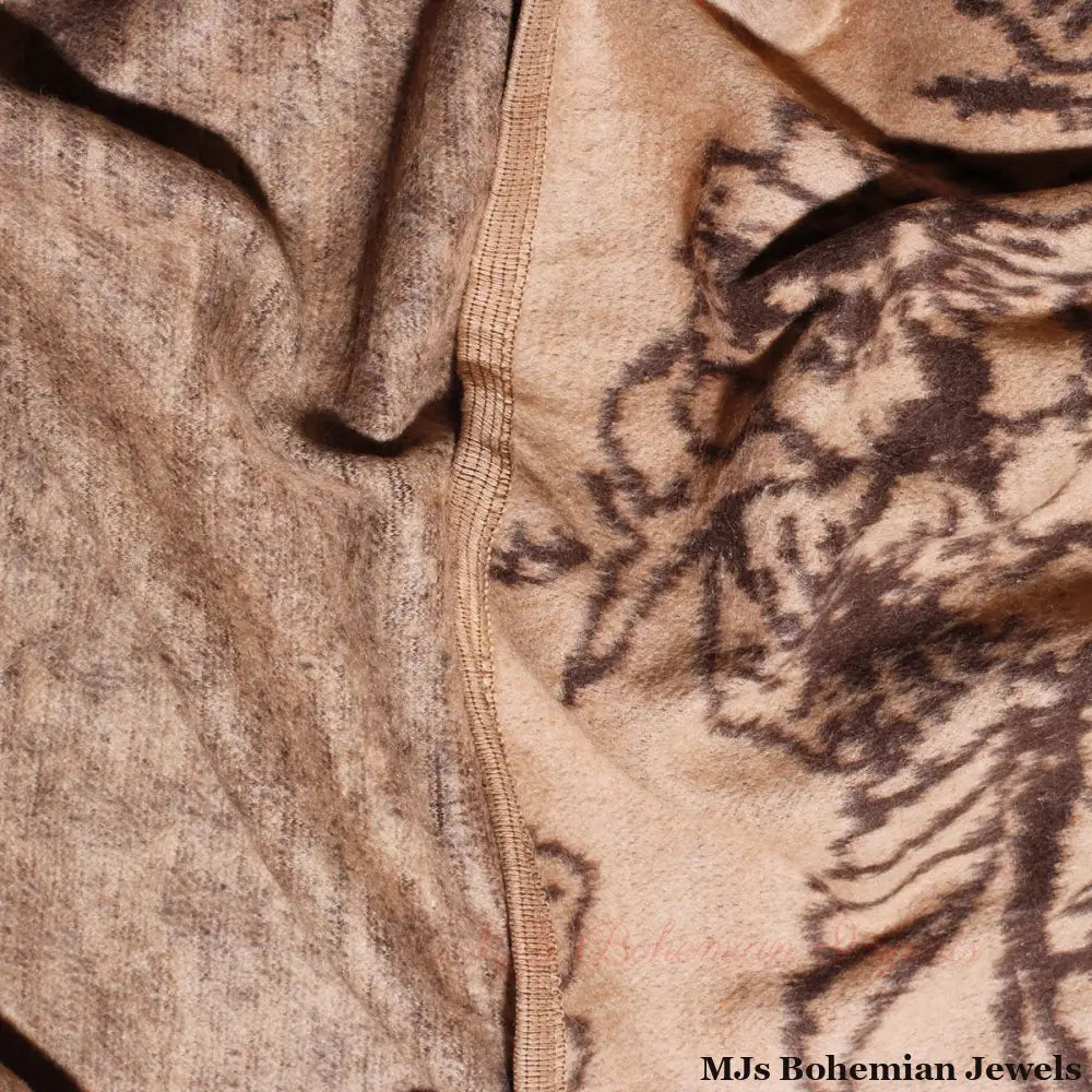 Kimono Ruana Acrylic Camel Flower Knit For Women