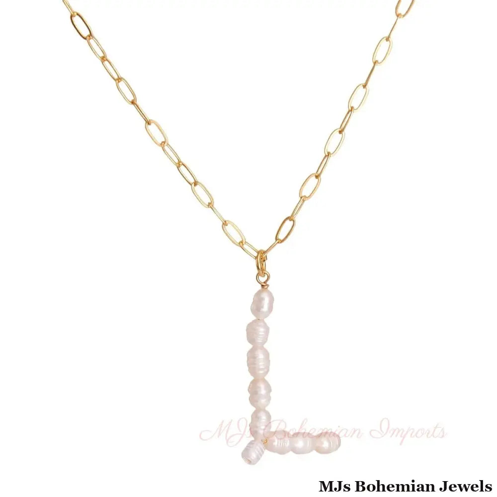 L Freshwater Pearl Initial Necklace