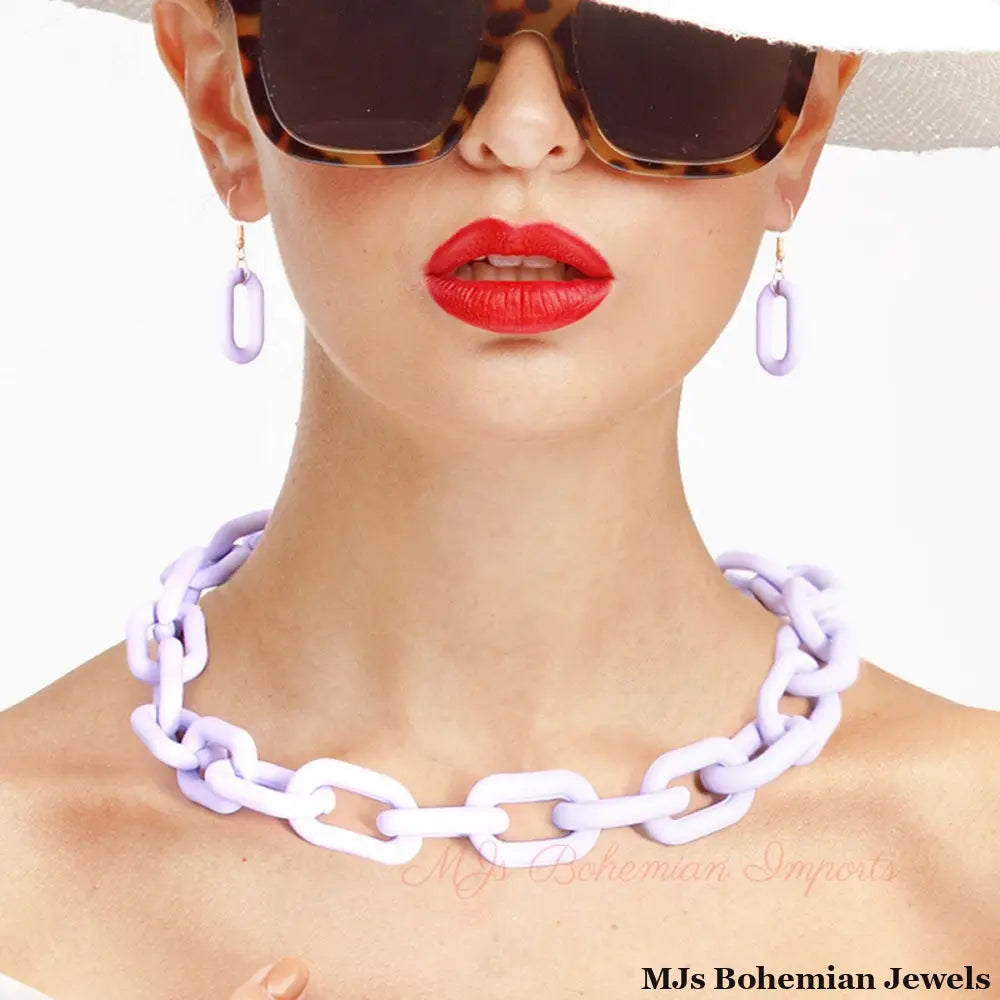 Lavender Rubber Coated Chain Necklace