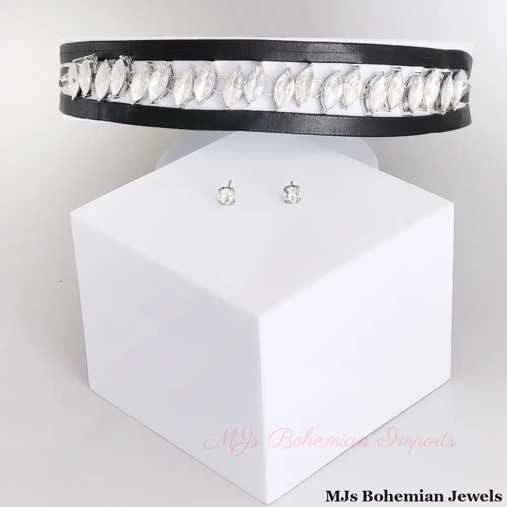 Leather Ribbon Silver Choker