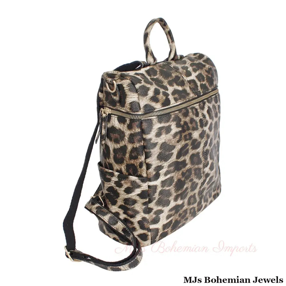 Leopard Square Backpack Purse