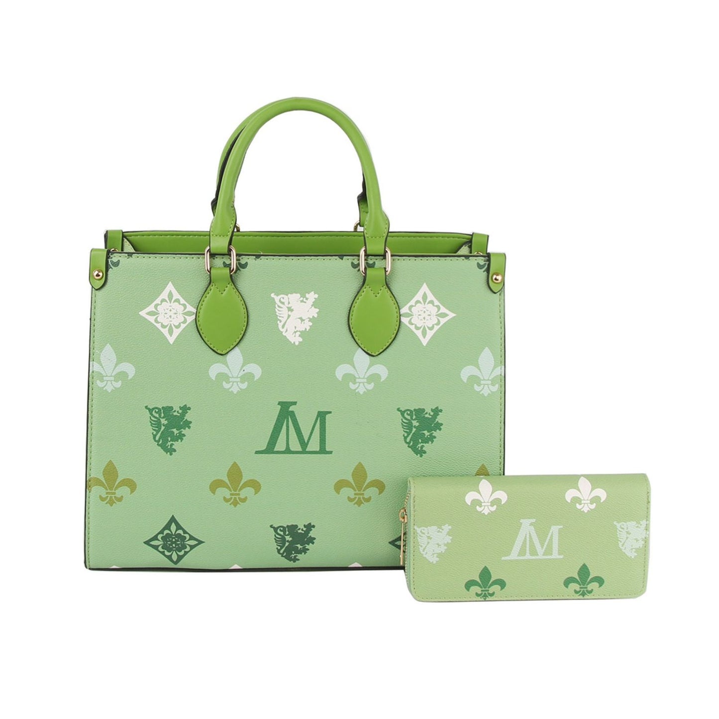 Tote Green Luxe Monogram Structured Satchel Bag