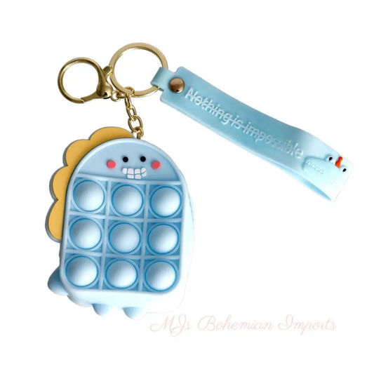 Light Blue Dino Bubble Pop Keychain