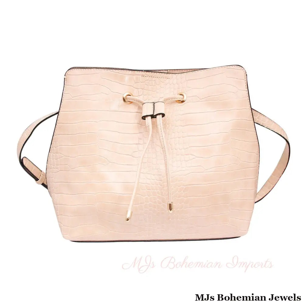 Light Brown Crocodile Cinch Sack Bag Set