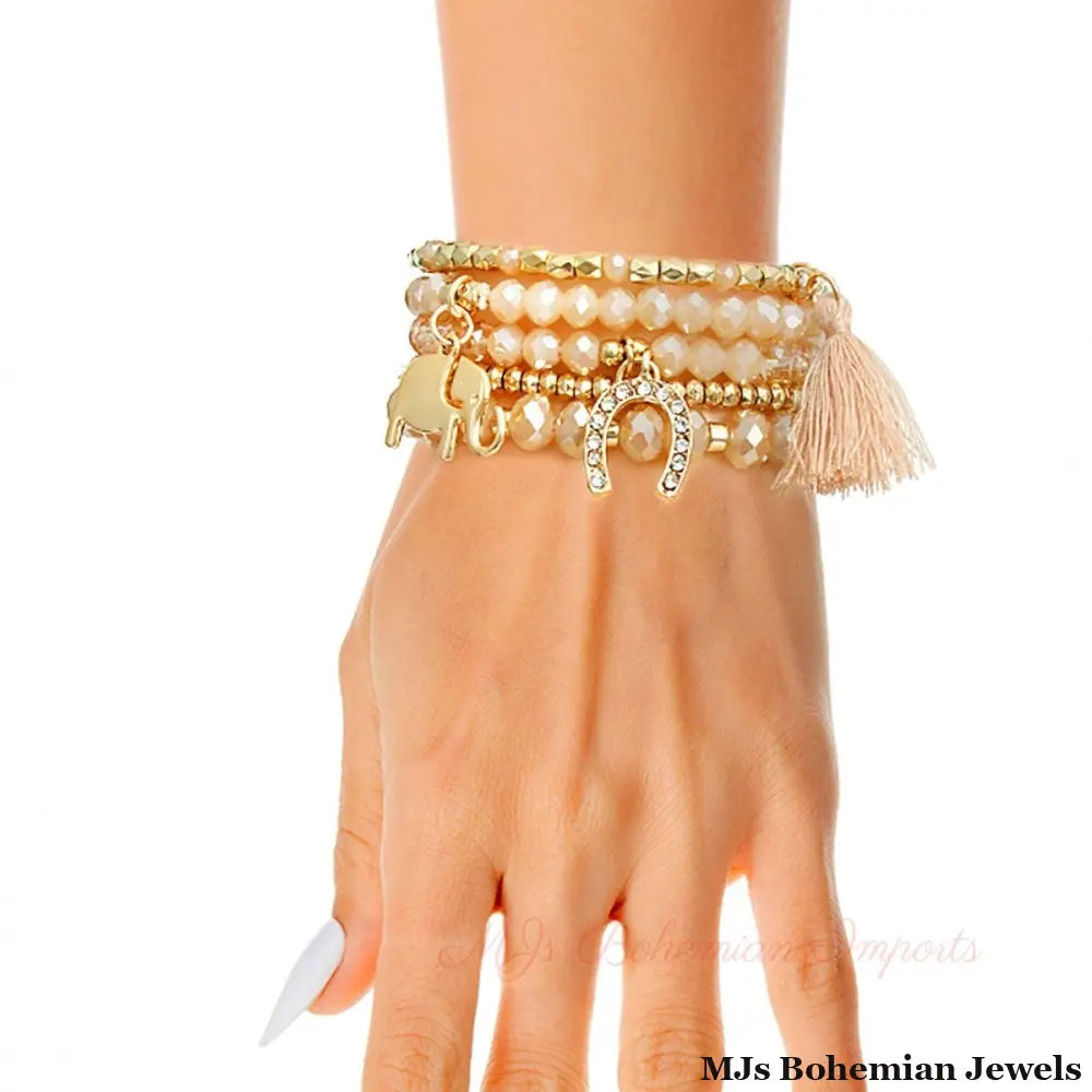 Light Brown Elephant Horseshoe Bracelets