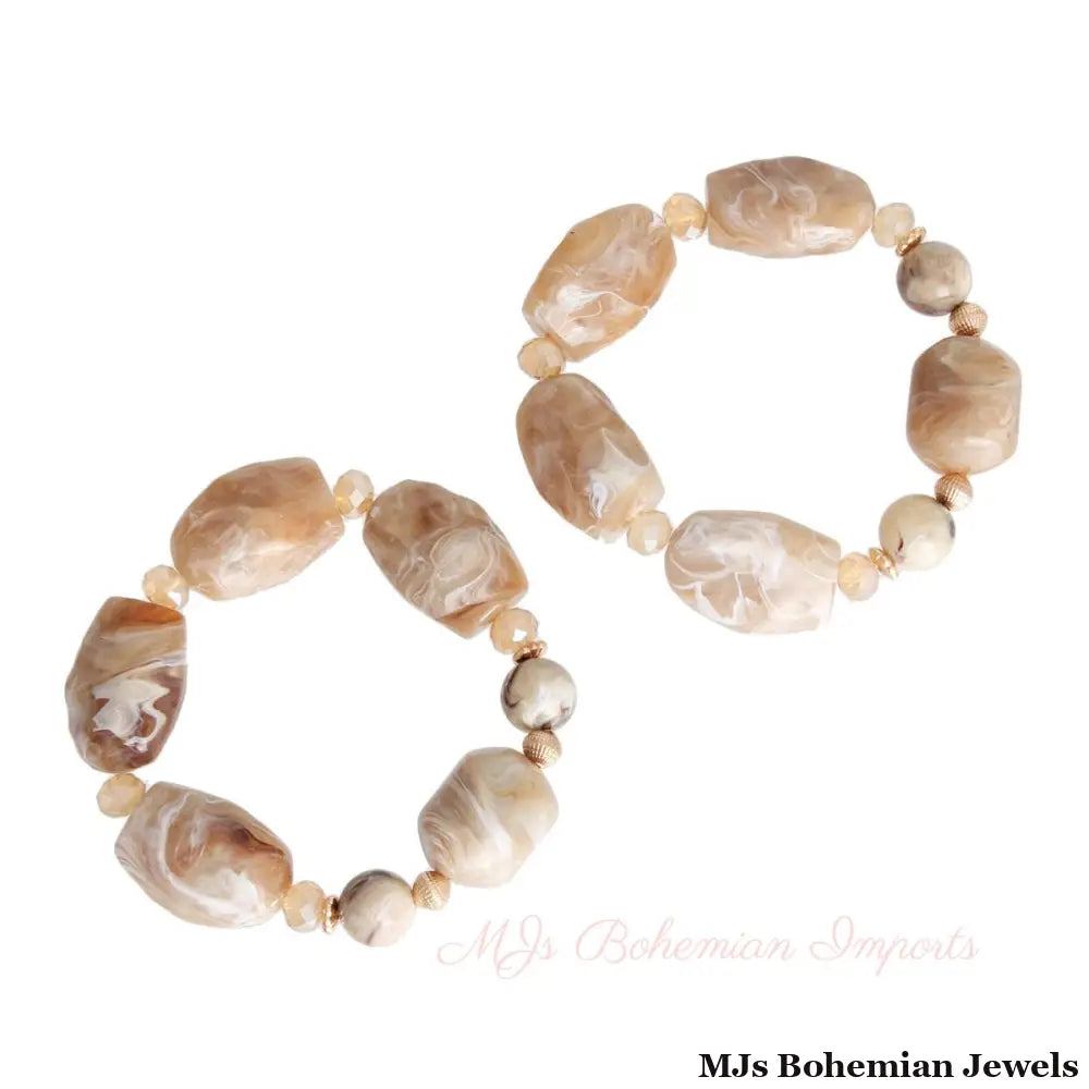 Light Brown Marbled Bead Bracelets