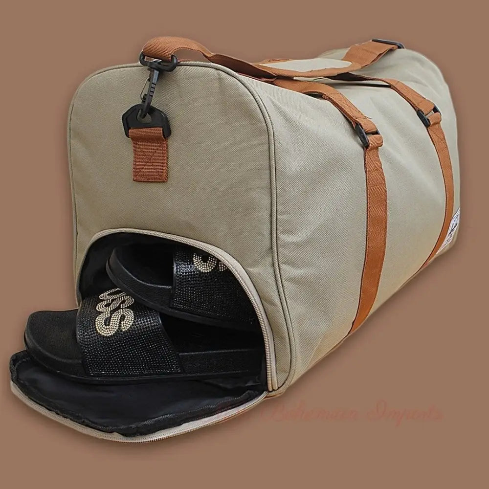 Light Brown Oxford Duffel Travel Bag