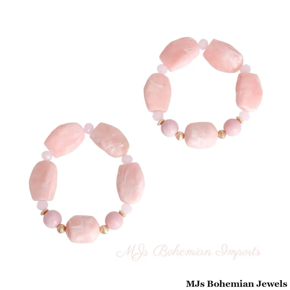 Light Pink Marbled Bead Bracelets