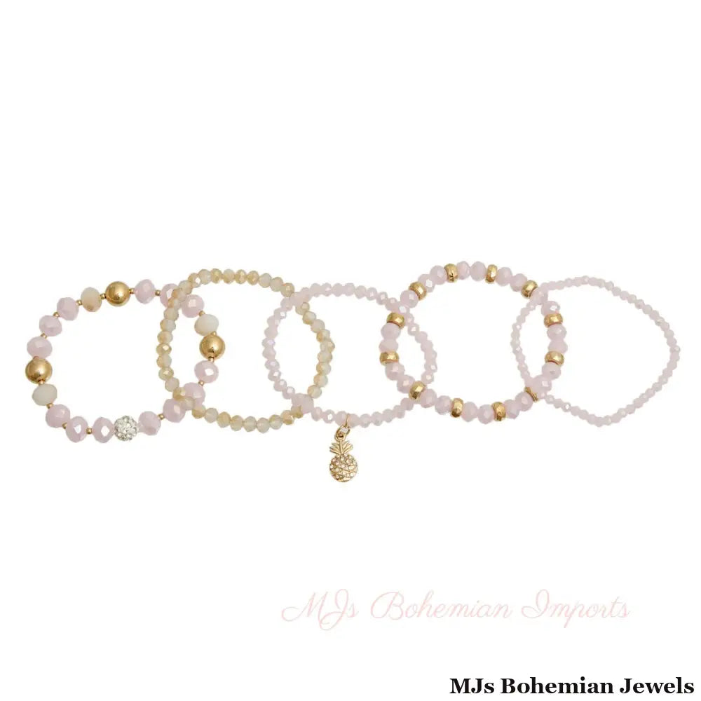Light Pink Pineapple Charm Bracelets
