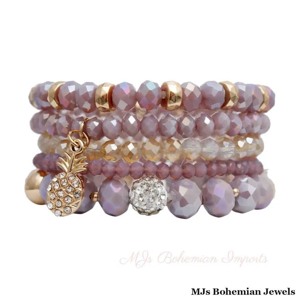 Light Purple Pineapple Charm Bracelets