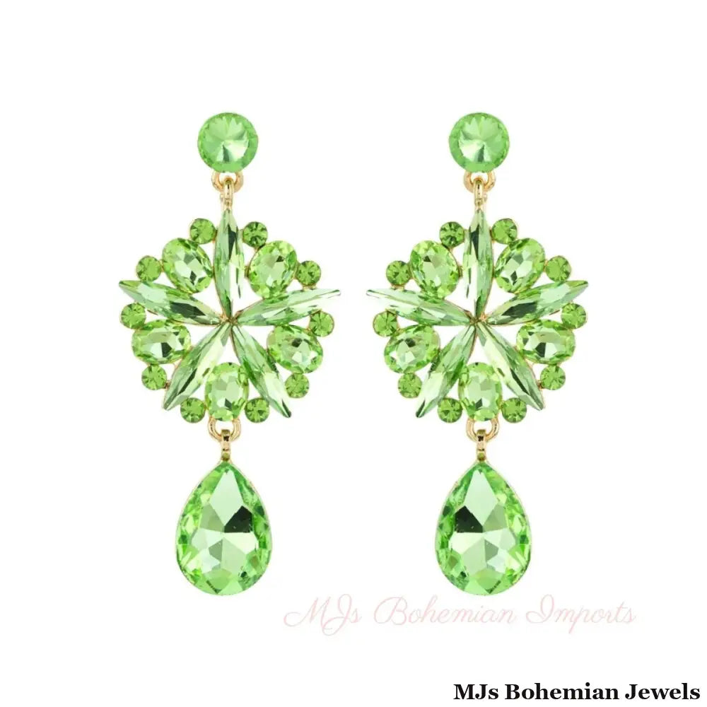 Lime Crystal Burst Earrings