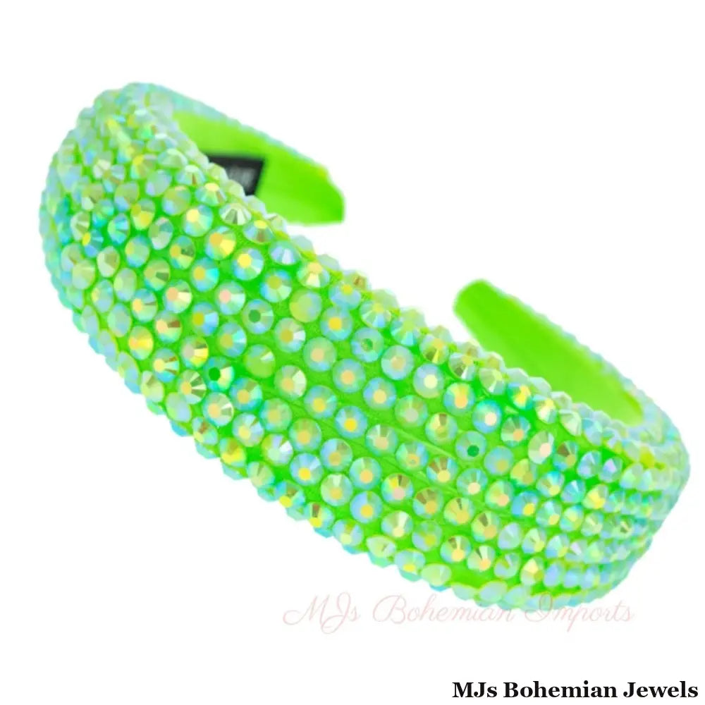 Lime Green Crystal Padded Headband