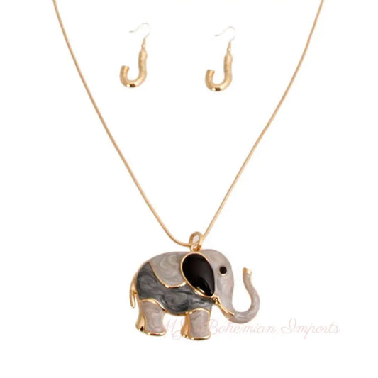 Long Gold Gray Elephant Swirled Set